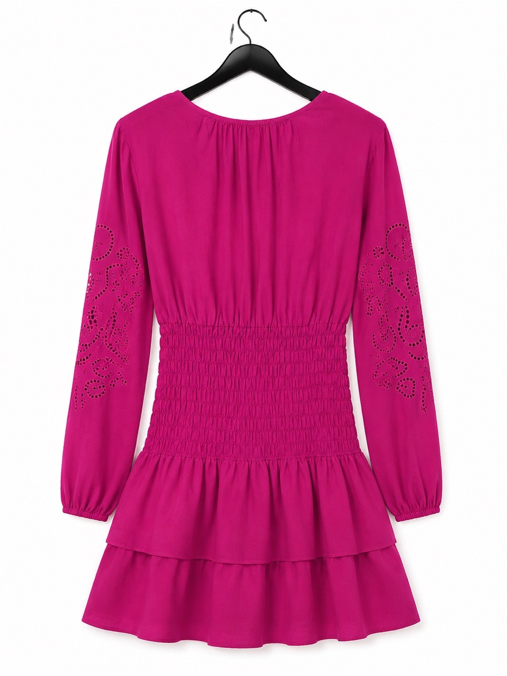 INC International Concepts Magenta Smocked V-Neck Puff Sleeve Dress Size Large - Picture 3 of 11